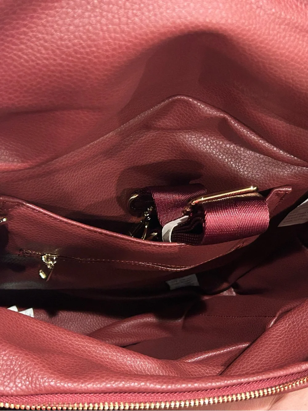 Fawn Design Maroon Pebbled Tote with Gold Hardware